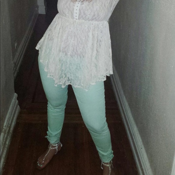 Mint Green Corduroy Pants - Picture 4 of 7